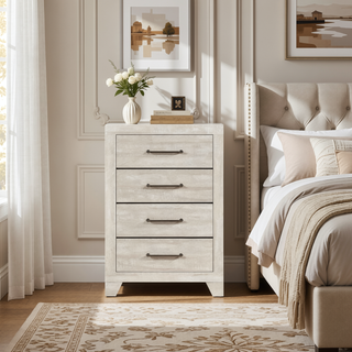 Sunvega Modern Nightstand with 2 Dovetail Drawers in Dusty Gray Oak Finish
