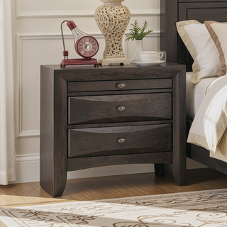 Sunvega Cherry Solid Wood Contemporary Nightstand with 2-Drawers and Nickel Knob Pulls
