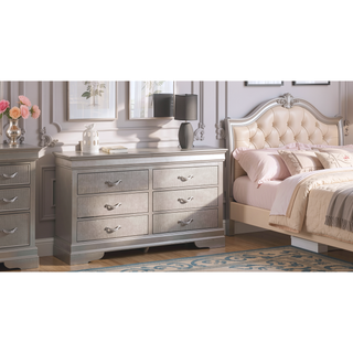 Sunvega Silver Champagne Nightstand with Two Spacious Drawers for Bedroom