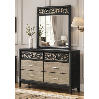 Sunvega Modern Contemporary Wood Dresser with Six Spacious Drawers