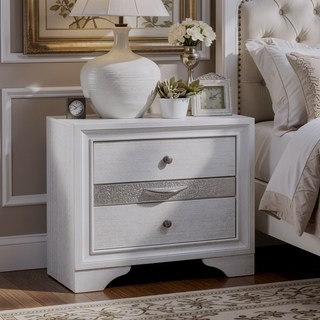 Sunvega Modern Black Nightstand with Hidden Jewelry Drawer and Nickel Knob