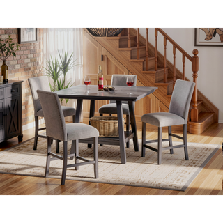 Sunvega Counter Height Dining Table with Tapered Base and Storage Shelf