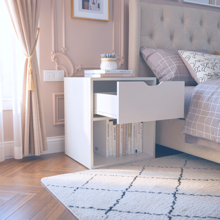 Sunvega 50x40x60 cm Nightstand End Table with Spacious Sliding Drawer
