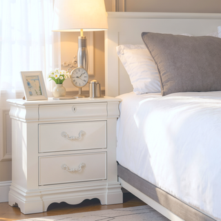 Sunvega White 3-Drawer Nightstand with Hidden Storage and Felt Lined Top Drawer