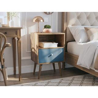 Sunvega Modern Nightstand with Drawer and Cubby for Bedroom or Living Room