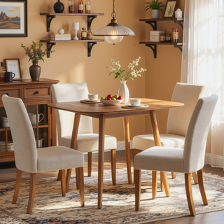 Sunvega Mid-Century Modern Faux Wood Dining Table with Tapered Splayed Legs