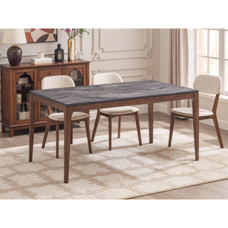 Sunvega Mid-Century Modern Dining Table with Walnut Finish and Sleek Design