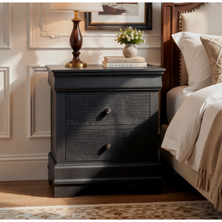 Sunvega Crystal Embellished Contemporary Nightstand with Textured Drawer Fronts