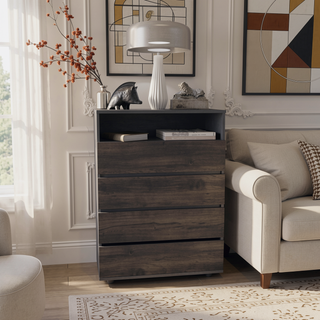 Sunvega White Minimalist Four Drawer Dresser for Bedroom Storage