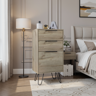 Sunvega Light Oak Finish 3-Drawer Rectangle Dresser with Superior Top and Four Steel Legs