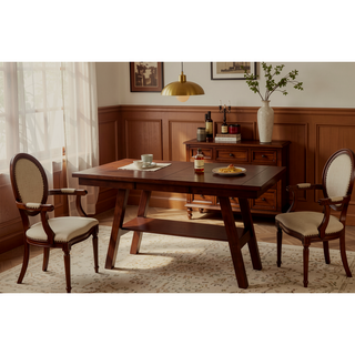 Sunvega Dark Walnut Rubberwood Rectangle Counter Height Dining Table with Open Storage Shelve