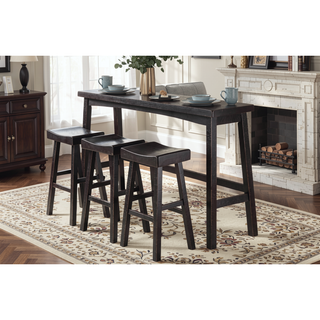 Sunvega 4-Piece Counter Height Dining Set with Table and 3 Stools in White and Coffee