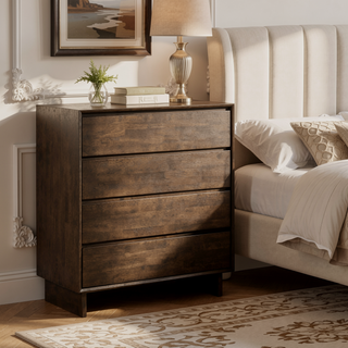 Sunvega Compact Four-Drawer Chest with Felt-Lined Drawer and Mitered Trim