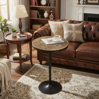Sunvega Industrial Modern Bar Table with Distressed Wood Top and Metal Frame