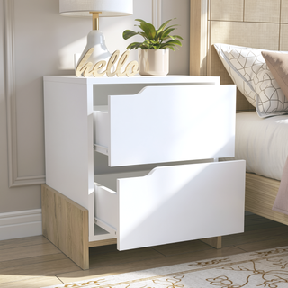 Sunvega Luss Nightstand with Two Spacious Drawers and Sleek Modern Design