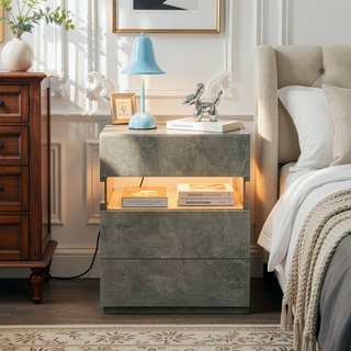 Sunvega LED Nightstand with Acrylic Board and RGB Lights 3 Drawer Bedside Table