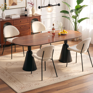 Sunvega Set of 4 Mid-Century Modern Upholstered Dining Chairs with Curved Backrest