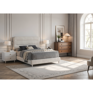 Sunvega Contemporary Style Solid Wood Nightstand with Two Drawers and White Finish