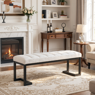 Sunvega Upholstered Tufted Accent Bench with Soft Foam Cushioning for Bedroom