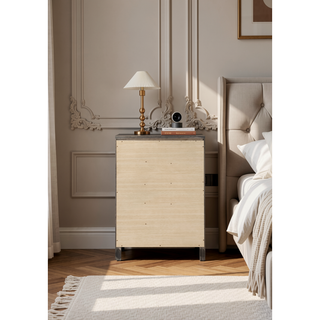 Sunvega Gray Finish Chest with Five Drawers and Sleek Modern Handles