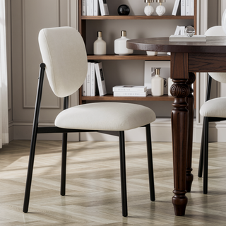 Sunvega Modern Upholstered Dining Chairs with Black Metal Legs Set of 2