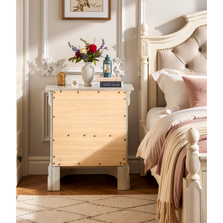 Sunvega Silver Champagne Nightstand with Two Drawers for Compact Spaces