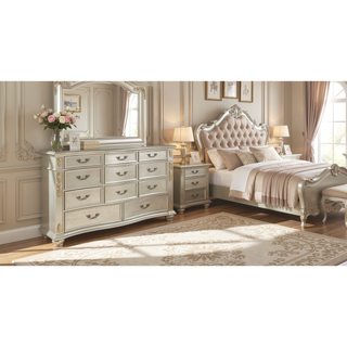Sunvega Cherry Nightstand with Three Easy Glide Drawers and Velvet Lining