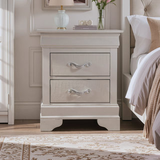 Sunvega Elegant Silver Champagne Nightstand with Two Drawers for Essential Storage