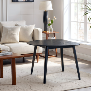 Sunvega Modern Black Finish Wooden Dining Table with Unique Shape Tabletop