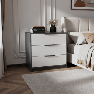 Sunvega Smokey Oak and White 3-Drawer Dresser for Organized Storage