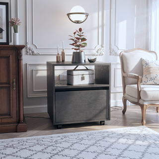 Sunvega One Drawer Nightstand in Black Wengue Finish for Small Spaces