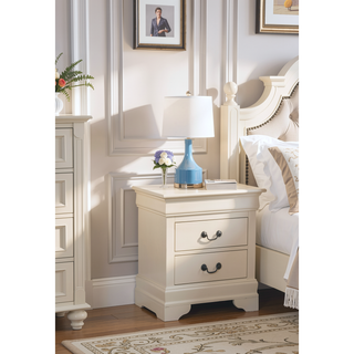 Sunvega Traditional Styling Elegant Smooth Lines Beige Nightstand No Assembly