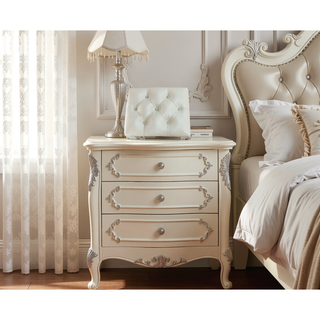 Sunvega Dresden II Bone White Finish Nightstand with Two Spacious Storage Drawers