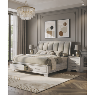 Sunvega Two Drawer Nightstand with Contemporary Style and Dark Wood Finish