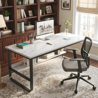 Sunvega Laminate Countertop with Marble Stripe Design for DIY Office Desk and Laundry Room