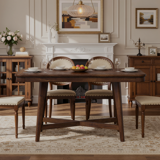 Sunvega Old World Cherry Finish Dining Table for Small Space 54x34 Inch