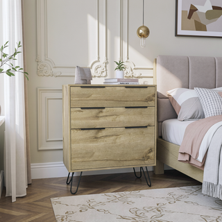 Sunvega Light Oak Dresser with Hairpin Legs and Spacious Top Surface