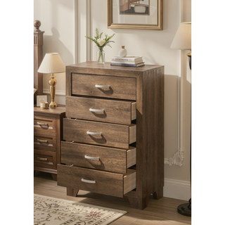 Sunvega Oak 5-Drawer Chest Dresser with Generous Storage and Classic Design