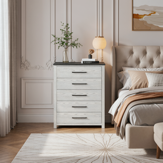 Sunvega Dark Top Finish Nightstand with Spacious Drawers and Block Style Feet