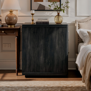 Sunvega Modern Charcoal Gray Nightstand with 3 Full Extension Drawers