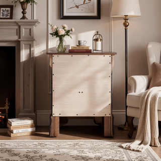 Sunvega Traditional Style Nightstand with Carved Bases and Dovetailed Drawers
