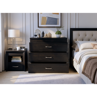 Sunvega Melia Three Drawer Dresser with Metal Hardware in Light Gray and White