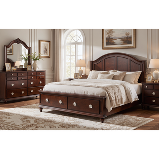 Sunvega Cappuccino Night Stand with Carved Trim and Nickle Hardware