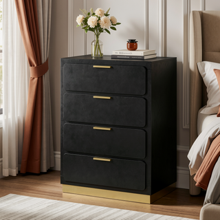 Sunvega Modern Minimalist White 4-Drawer Chest with Spacious Storage for Bedroom