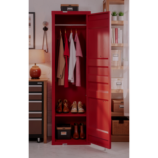 Sunvega Industrial White Cargo Wardrobe with Hanging Rod and Secure Lock