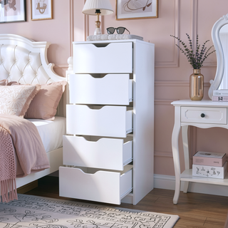 Sunvega Modern 4 Drawers Dresser with 2 Cabinets for Bedroom Storage