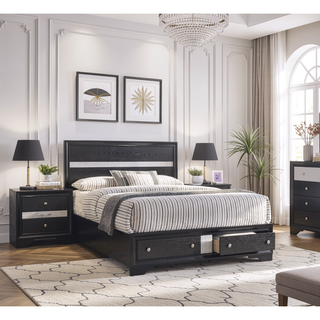 Sunvega Modern Glam Five Drawer Chest with Jewelry Tray Black Finish