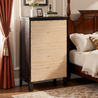 Sunvega Warm Brown Chest with Five Spacious Drawers and Silver Handles