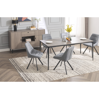 Sunvega Soft and Cozy Grey Thickened Fabric Dining Chairs with Metal Legs Set of 2