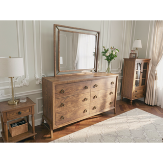 Sunvega 6 Drawer Dresser in Latte Finish with Elm Veneers and Softer Modern Design